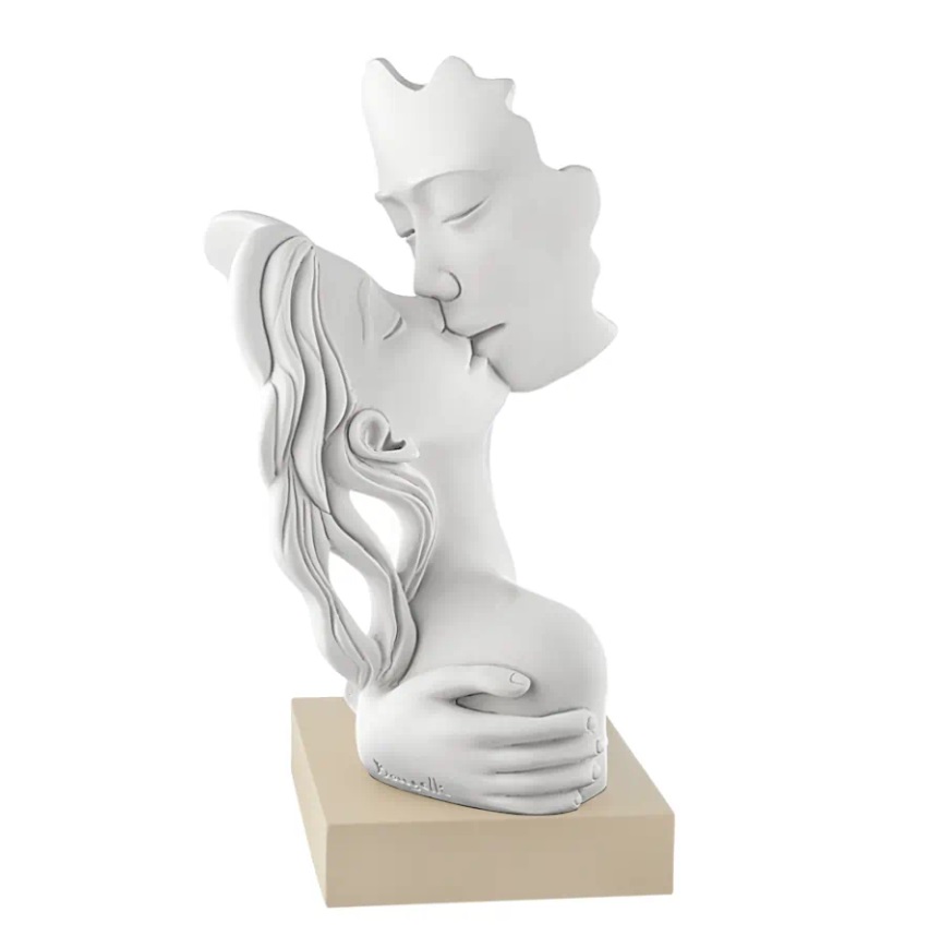 Scultura bacio c/base nocciola - H.20 cm - Bongelli